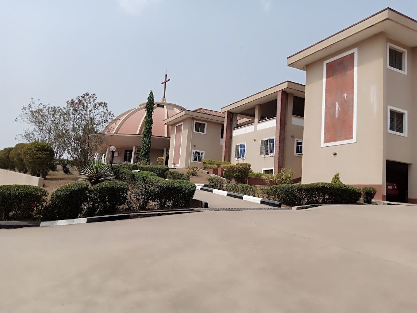 Serene exterior of the Discalced Carmelite community